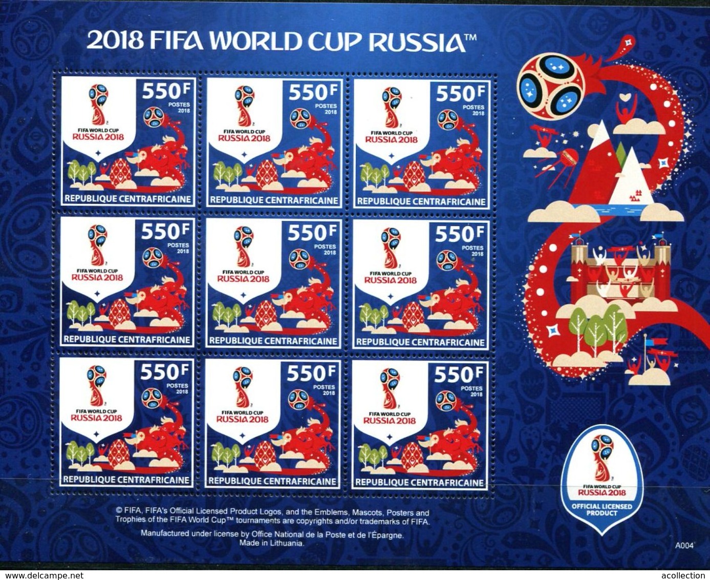 ZAR 2018 FIFA WORLD CUP FOOTBALL SOCCER RUSSIA 2018 4 SHEETS - 2018 – Russie