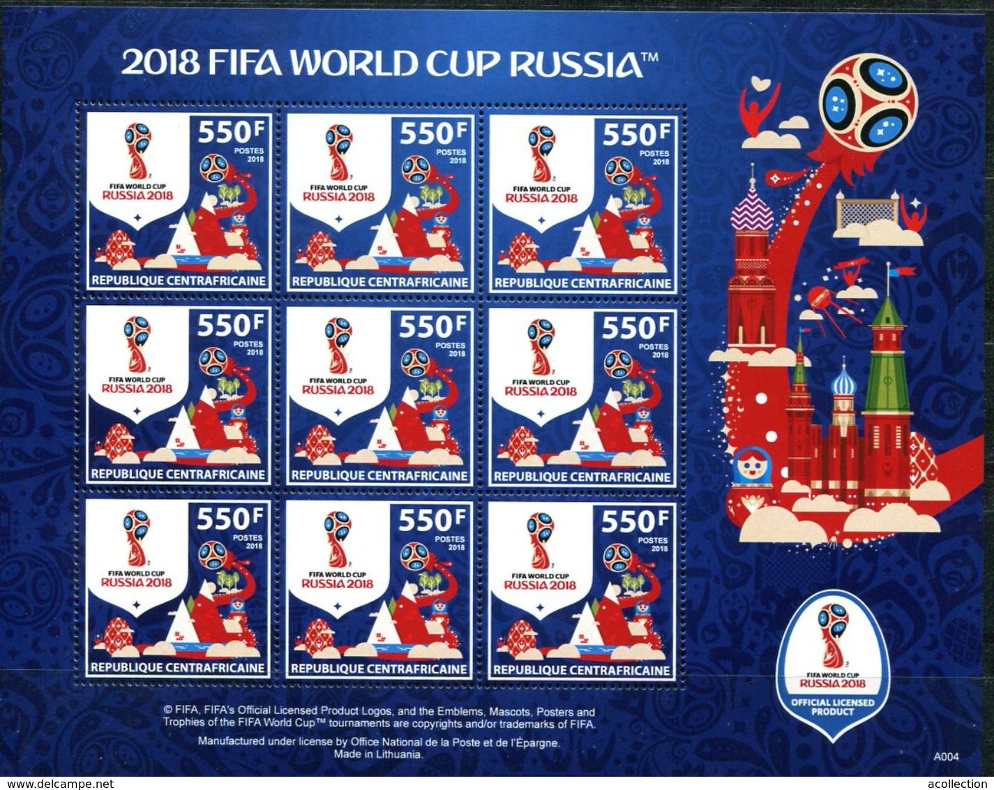 ZAR 2018 FIFA WORLD CUP FOOTBALL SOCCER RUSSIA 2018 4 SHEETS - 2018 – Russie