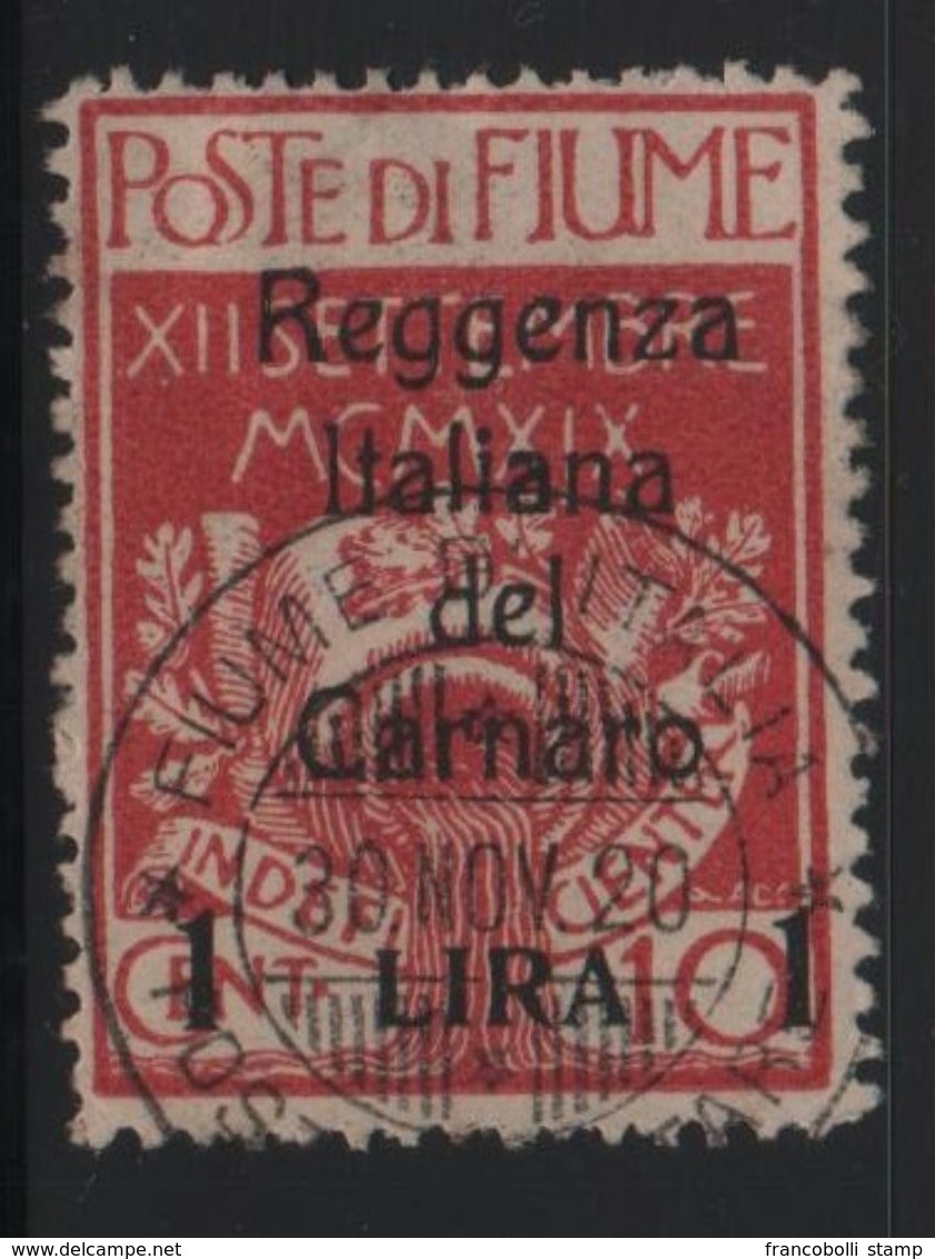 1920 Fiume Occupazione Reggenza Del Carnaro 1 L. Su 10 C. Carminio US - Fiume