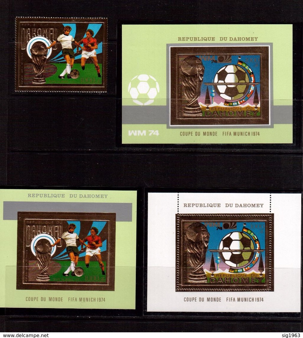 Dahomey-1974,(Mi.586,Bl.37-39),  Football, Soccer, Fussball,calcio,MNH - 1974 – Germania Ovest