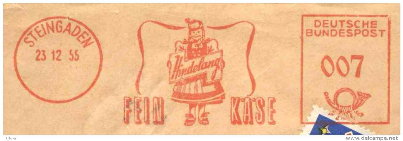 820  Fromage, Costume Folklorique: Ema D'Allemagne, 1955 - Cheese, Traditional Costume Meter Stamp. Cow Milk Lait Vache - Agriculture