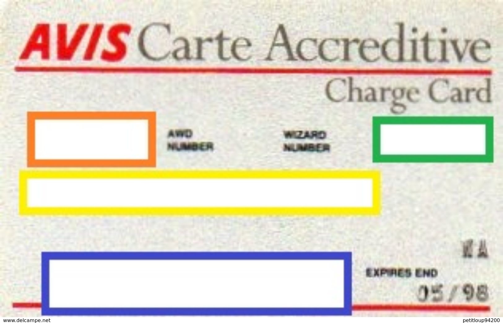 CARTE DE CREDIT AVIS Carte Accréditive  Charge Card - Cartes De Crédit (expiration Min. 10 Ans)