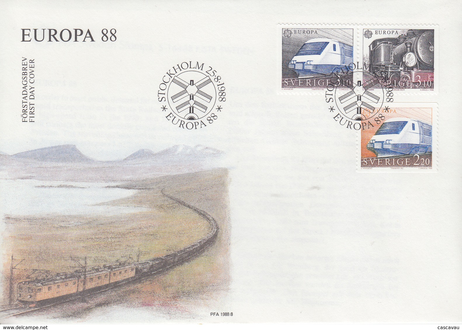 Enveloppe  FDC  1er  Jour   SUEDE   EUROPA    1988 - 1988