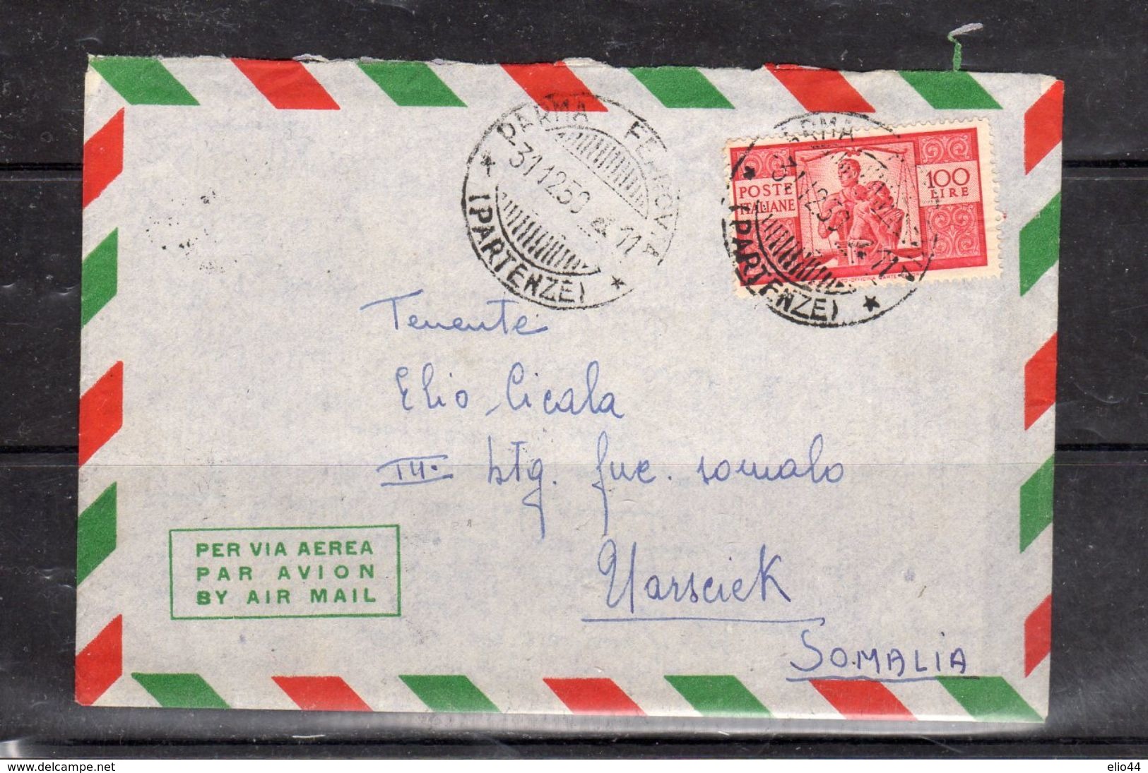 Lettera In Tariffa - Via Aerea-Espresso   Parma - Somalia 1950 - - 1946-60: Storia Postale