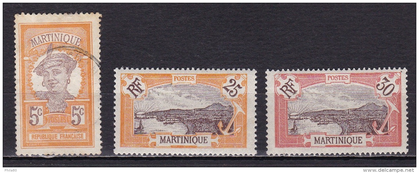 Martinique N°92,96*,97* - Unused Stamps