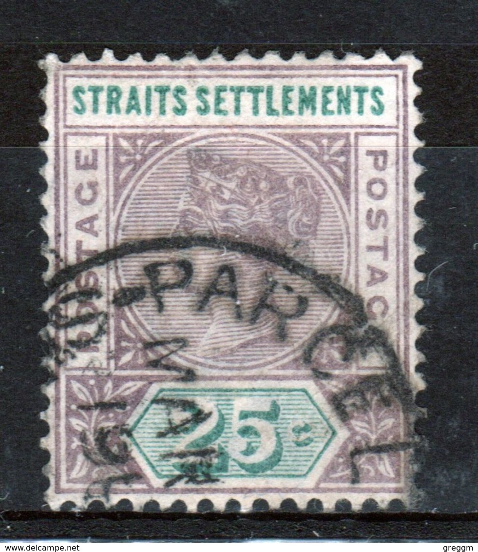 Straits Settlements Queen Victorian 1892 Twenty Five Cent Dull Purple And Green Stamp. - Straits Settlements