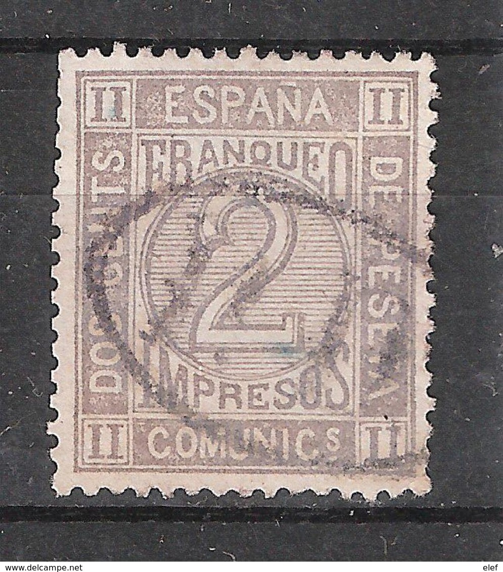 ESPAGNE / ESPANA / SPAIN / SPANIEN ,1872 , Impresos , Yvert N° 115, 2 C Gris Violet Obl Ovale PD , TB - Used Stamps