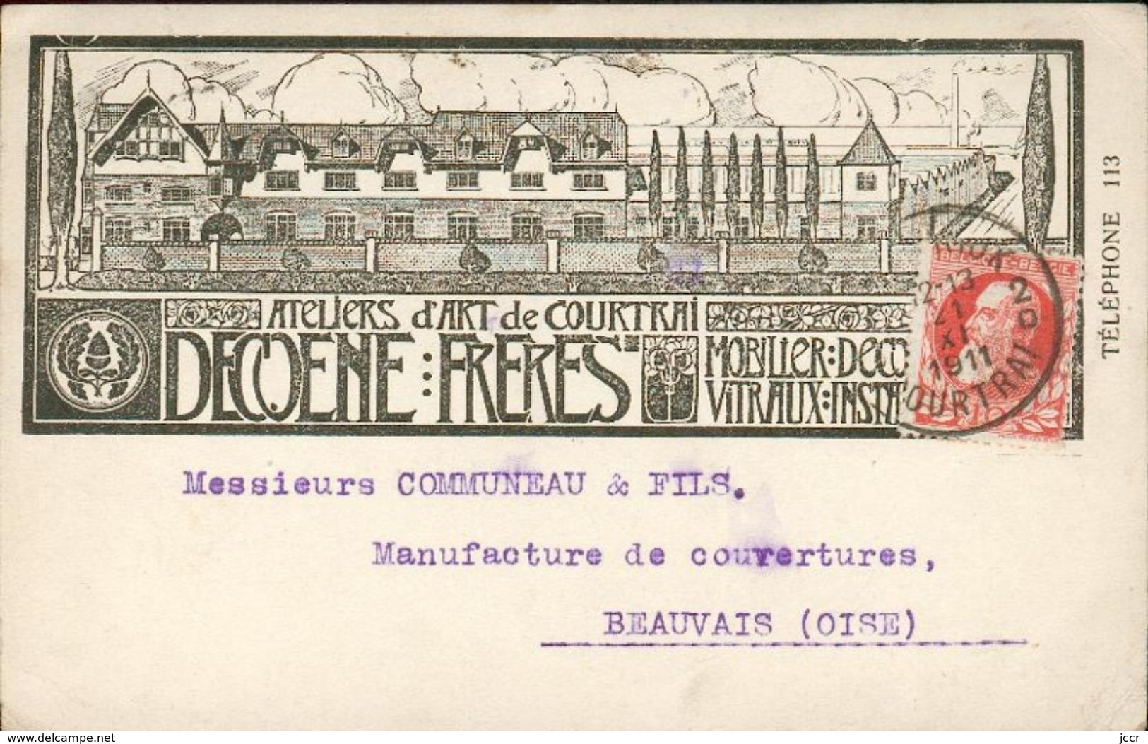 CPA Illustrée Publicitaire - Decoene Frères Ateliers D'Art De Courtrai (Belgique) - 1911 - Kortrijk