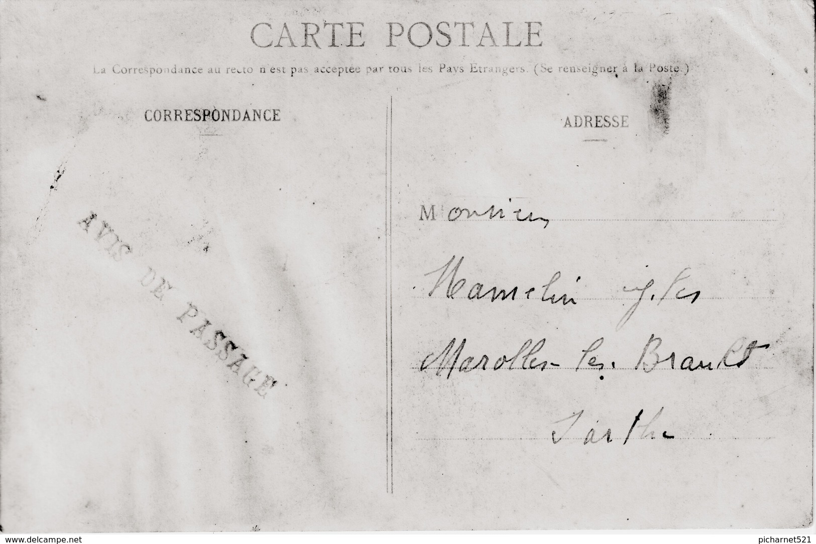 CPA  "DUBOIS" à L'Ile Bouchard, (Indre Et Loire) - Voiture "BARRE". Avis De Passage. Circulée En 1909. 2 Scan. - L'Île-Bouchard