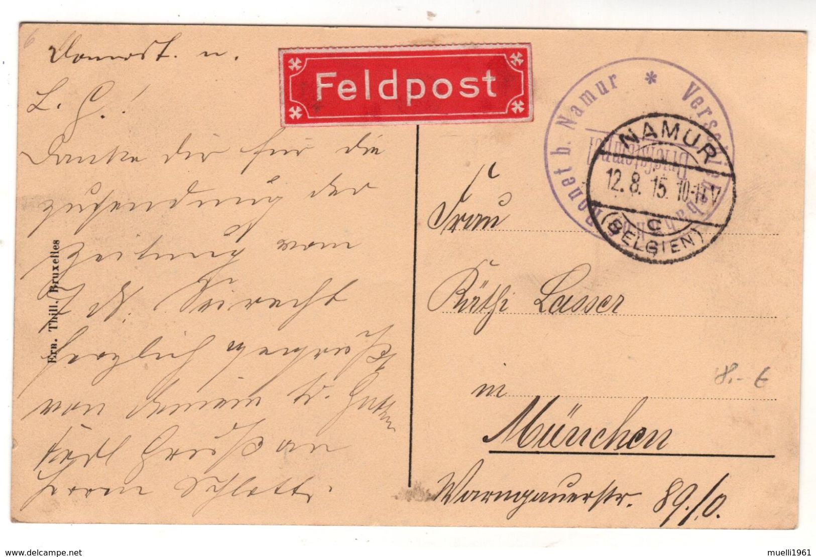 Nr.+  317,  Feldpost,  Vise, Namur - Oorlog 1914-18