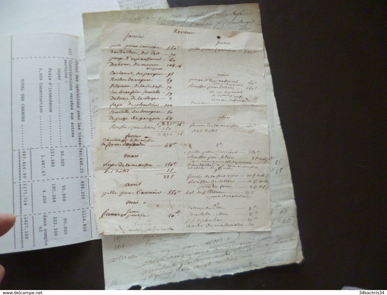 Archive Lozère Gard Baron De Cabiron + de 30 documents 19ème Saint Etienne Vallée Française