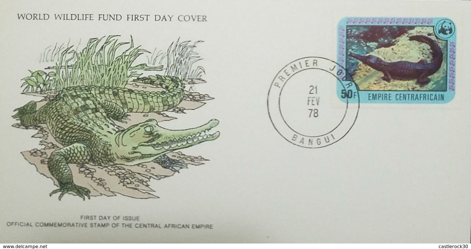 L) 1978 AFRICA, CROCODILE, ANIMALS, FAUNA, NATURE, 50F, WORLD WILDLIFE FUND, FDC - Central African Republic