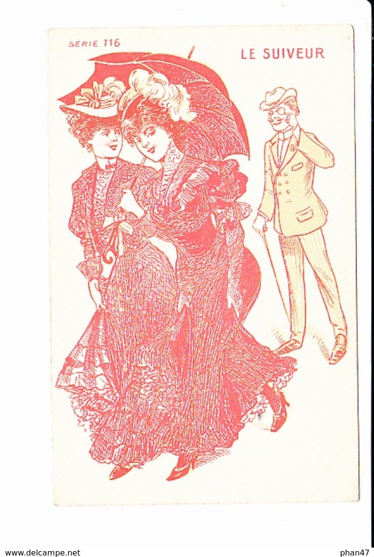 Carte érotique à Système, A REGARDER AVEC UN FILTRE ROSE, Femmes Nues, Le Suiveur, Monocle, Ombrelle Ed. TAV 1910 Env. - Cartoline Con Meccanismi