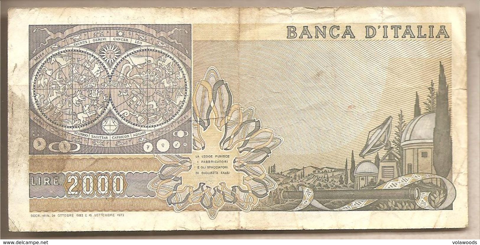 Italia - Banconota Circolata Da 2000£ "Galilei" - 1973 - 2000 Lire