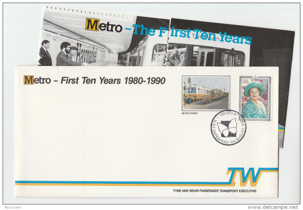 TRAIN - Gateshead METRO Anniv EVENT COVER 1st Rapid TRANSIT SYSTEM Gb Stamps Railway  Train 1990 - Trains