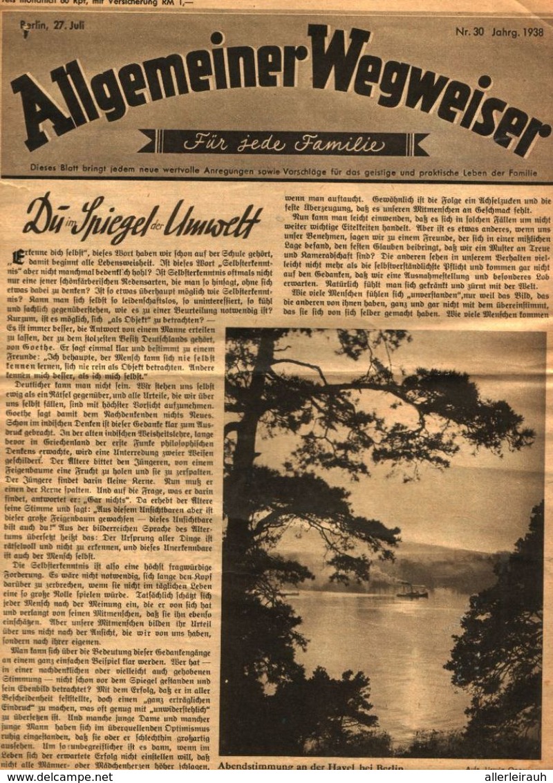 Du Im Spiegel Der Umwelt / Artikel, Entnommen Aus Zeitschrift / 1938 - Bücherpakete