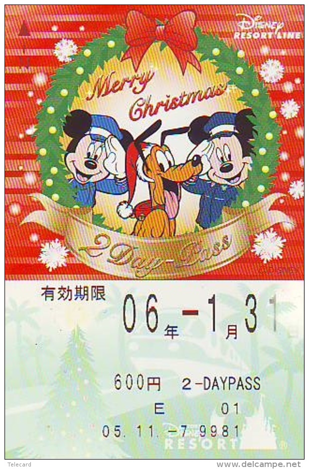 Carte Prépayée Japon * RESORT LINE (1555h)  DISNEY * 600  * CHRISTMAS * MICKEY &amp; MINNIE *  JAPAN PREPAID CARD - Disney