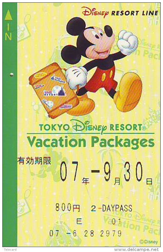 Carte Prépayée Japon * TOKYO DISNEY * RESORT LINE (1556c)  MICKEY MOUSE * 800 * JAPAN PREPAID CARD - Disney