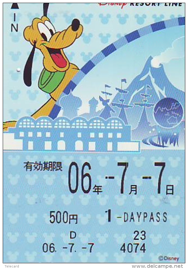 Carte Prépayée Japon * DISNEY * RESORT LINE (1556g) PLUTO * 500 * JAPAN PREPAID CARD - Disney