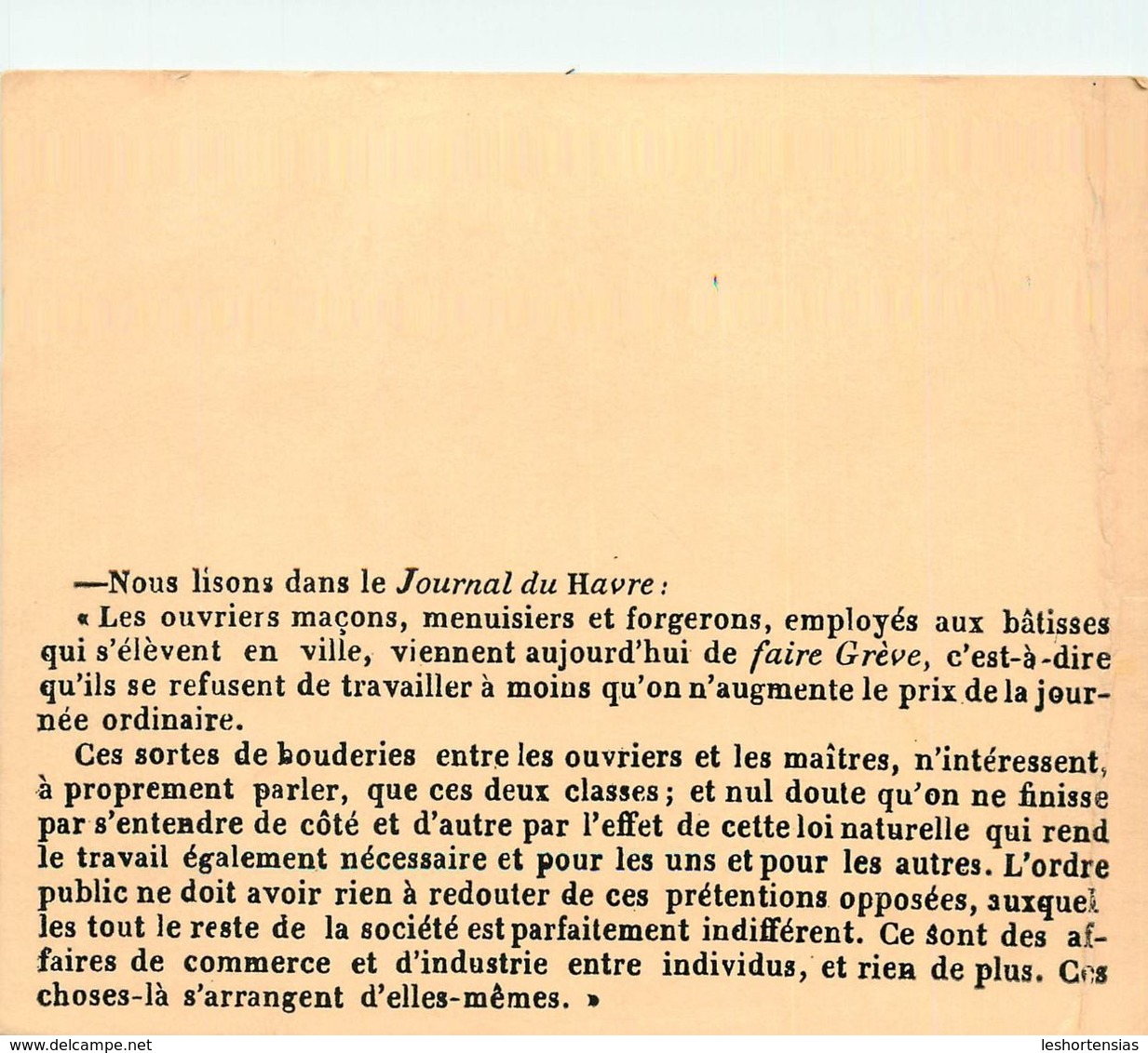PUBLICITE D'HIER ET D'AUJOURD'HUI EPOQUE LOUIS PHILIPPE PUBLICITE DONNEE A UNE GREVE JUILLET 1833 - Streiks
