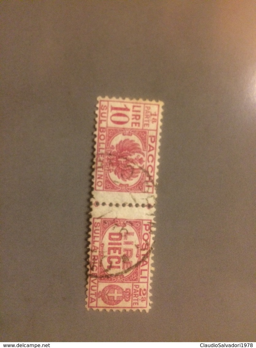 1946 Luogotenenza Pacchi Postali Due Sezioni Senza Fasci 10 Lire Usato - Colis-postaux