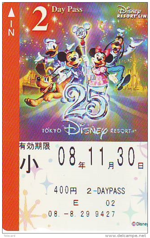 Carte Prépayée Japon * TOKYO DISNEY * RESORT LINE (1564) MICKEY MINNIE DONALD DUCK * 400  2-daypass * JAPAN PREPAID CARD - Disney