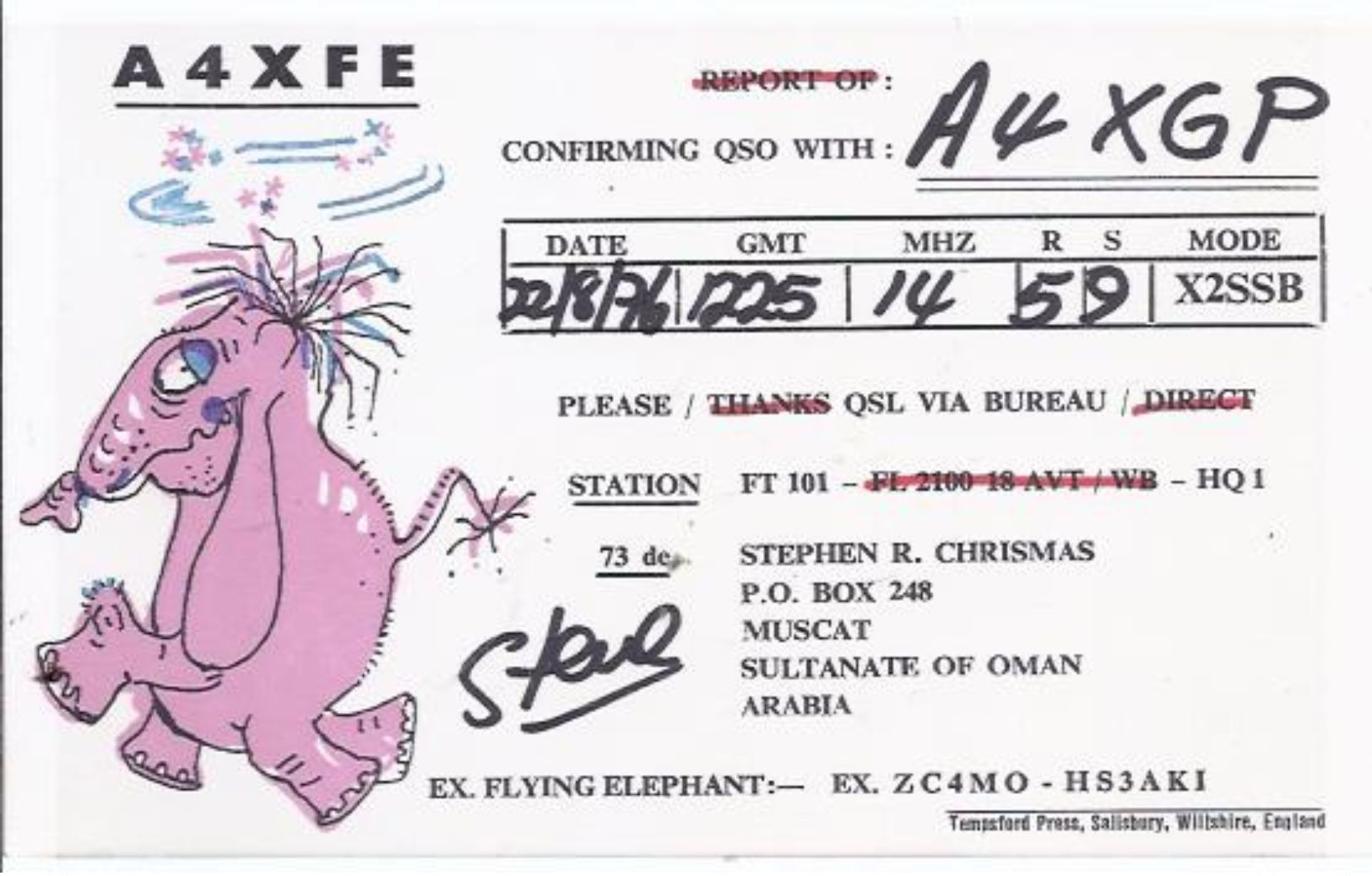 Sultanate Of Oman, Stephen R. Chrismas   -   Komunikationskarte  **AK-01-558** - Other & Unclassified