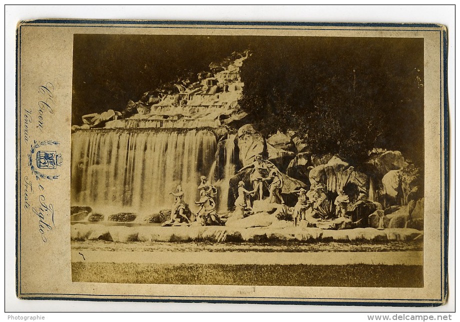 Italie Caserta Fontaine Cascade Ancienne Photo Carte Cabinet Coen 1865 - Alte (vor 1900)