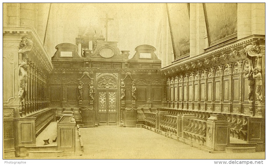 France Yonne Abbaye De Pontigny Interieur Ancienne Photo Carte Cabinet 1890 - Old (before 1900)