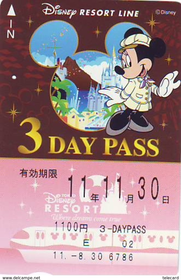 Carte Prépayée Japon * DISNEY * RESORT LINE (1579) MICKEY * 1100  3-daypass ADULT * JAPAN PREPAID CARD - Disney