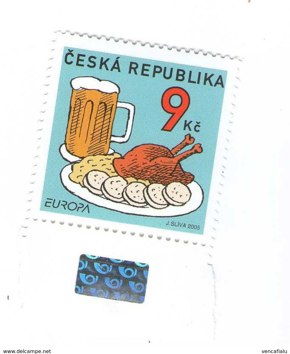 Year 2005 - Czech Gastronomy, Beer, EUROPA CEPT, 1 Stamp With Hologram In Edge,  MNH - Neufs