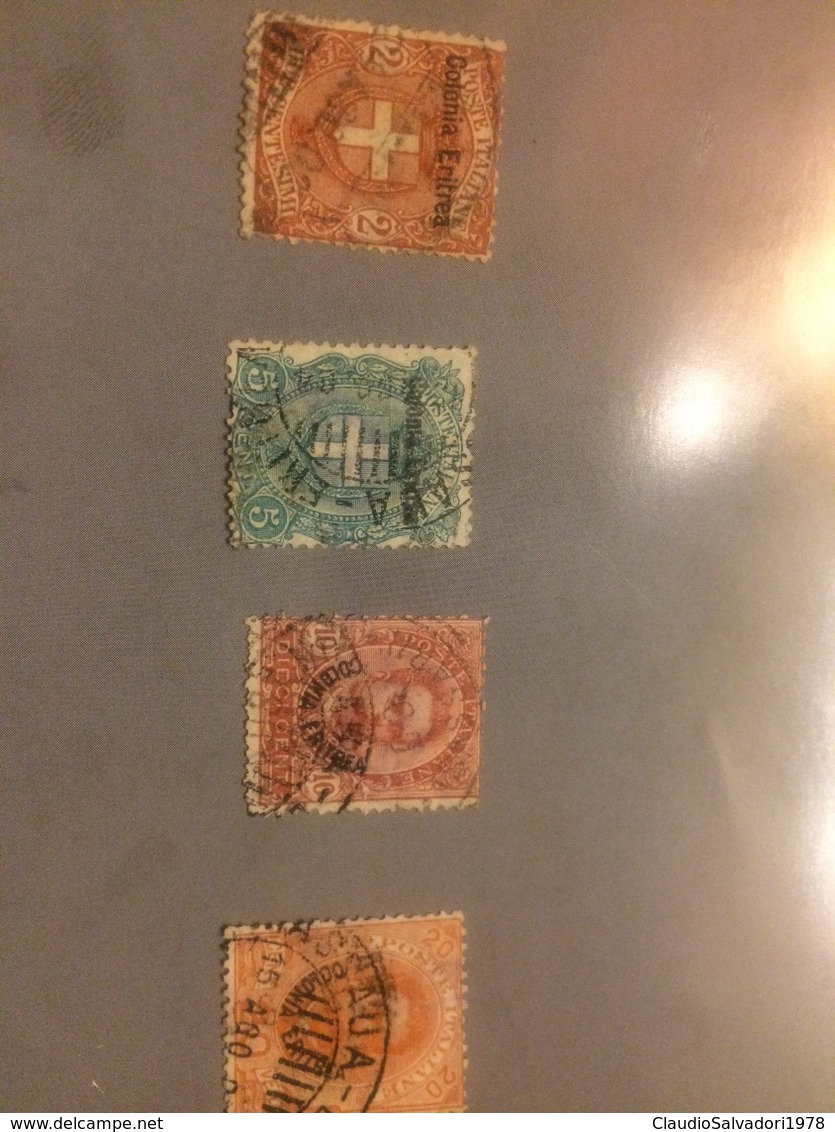 1895 Colonia Eritrea Serie Ordinaria Lotto 4x Valori Usati - Eritrea