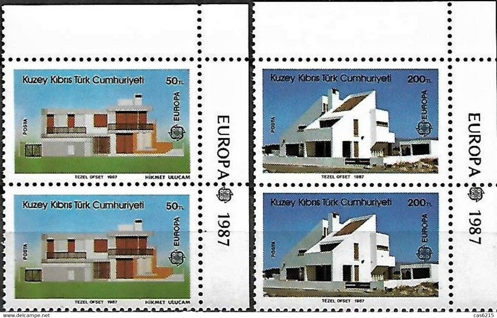 Cyprus Chypre (Turkey)  1987 Europa Architecture Moderne, 2 Pairs Mnh - 1987