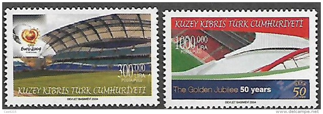 Cyprus  (Turkey)  R.T.C.N. 2004  EURO Portugal Football Stadium 50 Anniv UEFA ,2 Val Mnh - UEFA European Championship