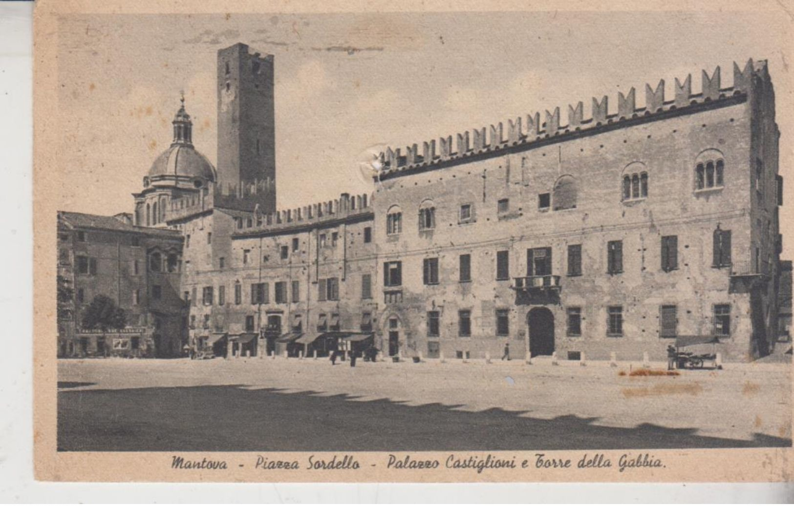 Mantova Piazza Sordello Palazzo Castiglioni E Torre Della Gabbia 1941 - Mantova