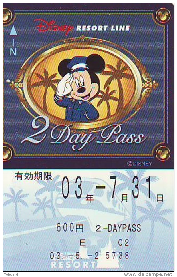 Carte Prépayée Japon * DISNEY * RESORT LINE (1599) * 600  * 2-DAY PASS * JAPAN PREPAID CARD - Disney