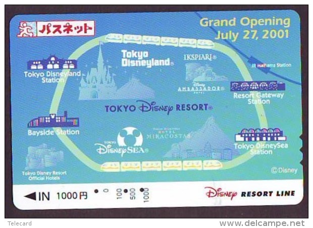 Carte Prépayée Japon * DISNEY * RESORT LINE (1609) * 1000  * 1-DAY PASS * TRAIN * JAPAN PREPAID CARD - Disney