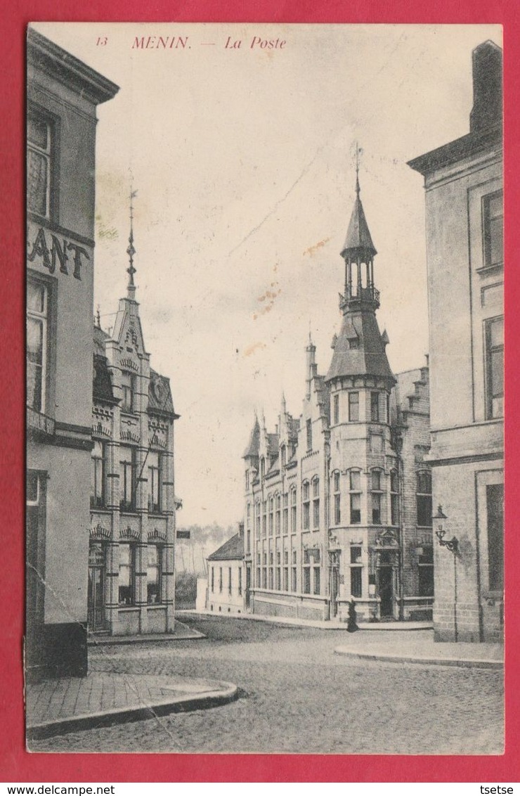 Menen / Menin - Postkantoor /  La Poste - 1908 ( Verso Zien ) - Menen