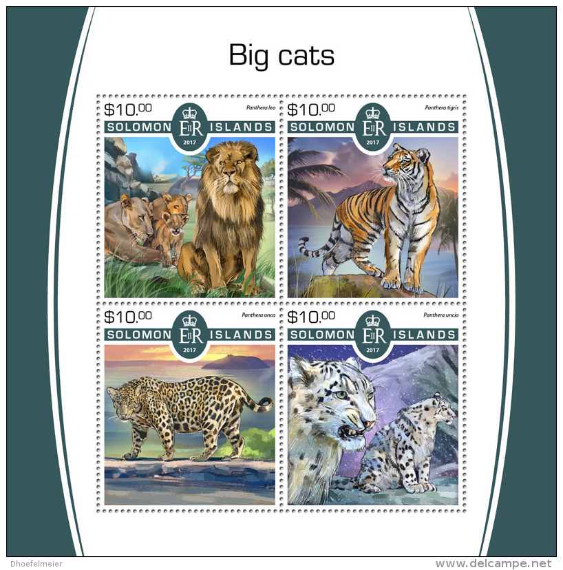 SOLOMON ISLANDS 2017 MNH** Big Cats Großkatzen Raubkatzen Gros Chats M/S - OFFICIAL ISSUE - DH1805 - Raubkatzen