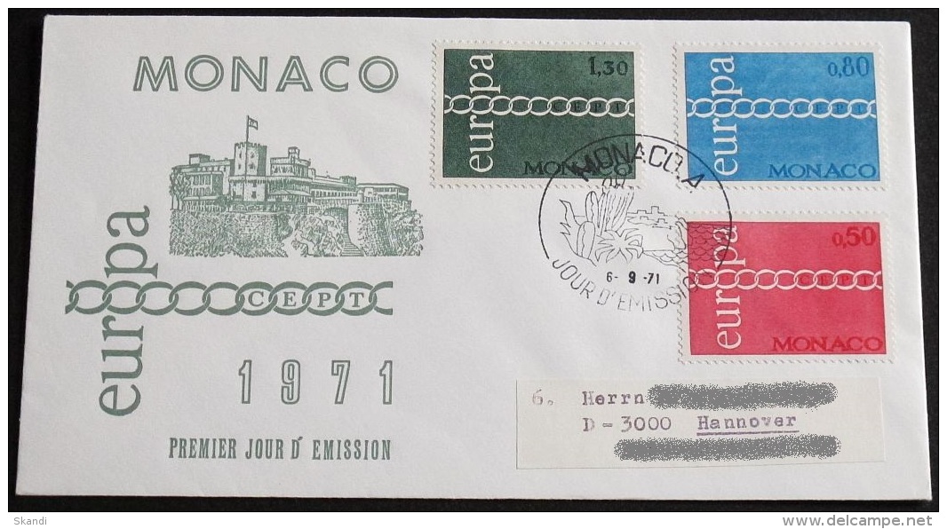 MONACO 1971 Mi-Nr. 1014/16 CEPT FDC - 1971