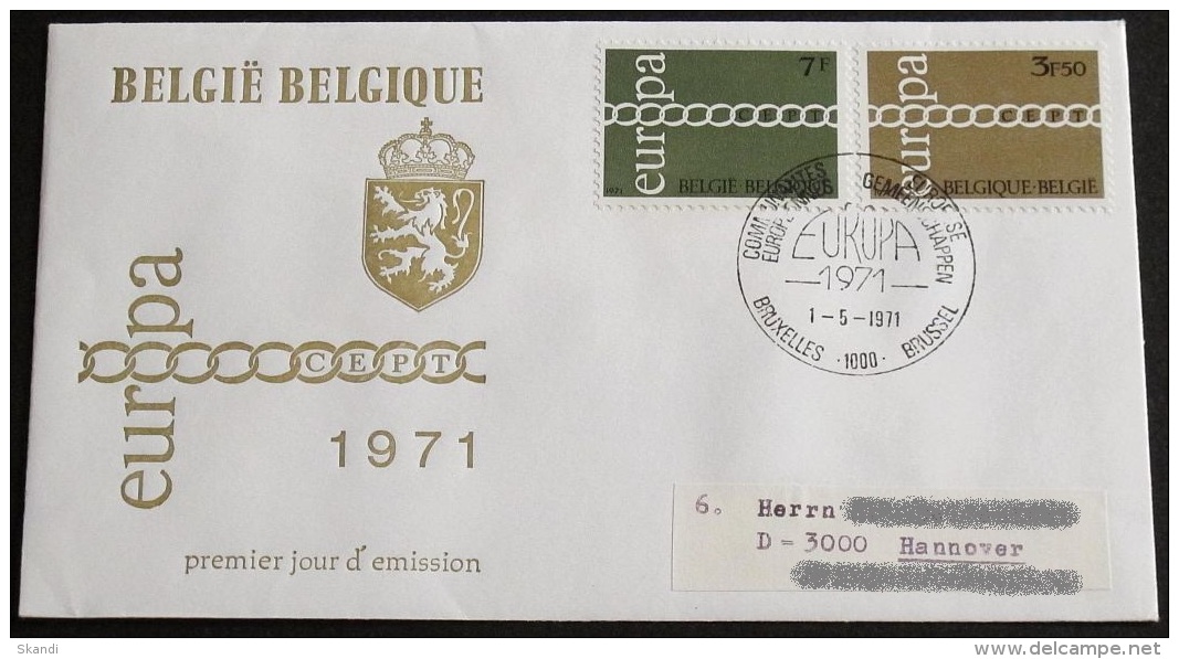 BELGIEN 1971 Mi-Nr. 1633/34 CEPT FDC - 1971