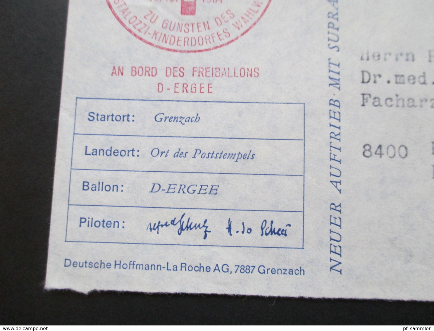 Österreich 1964 Ballonpost Via Ballon. Freiballon Sonderstart Pestalozzi Kinderdorf Wahlwies. D-Ergee. Sonderstempel - Montgolfières