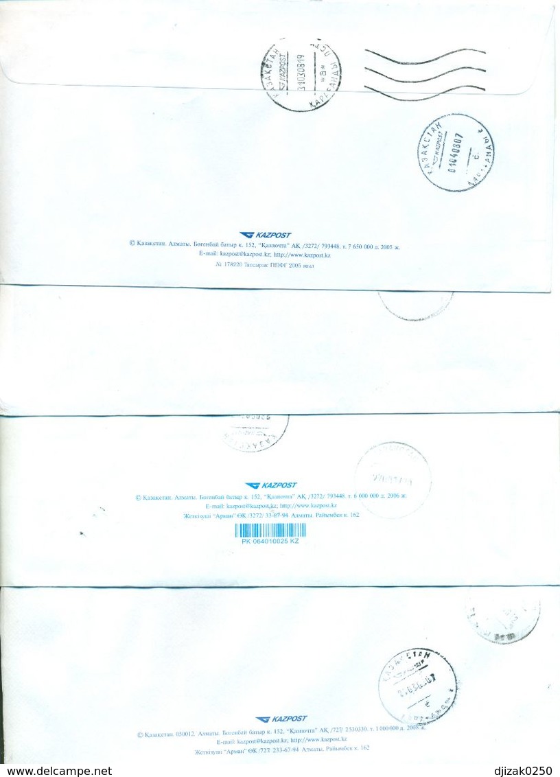 Kazakhstan.Four Envelopes Past The Mail. One Envelope Registered. - Kazakhstan