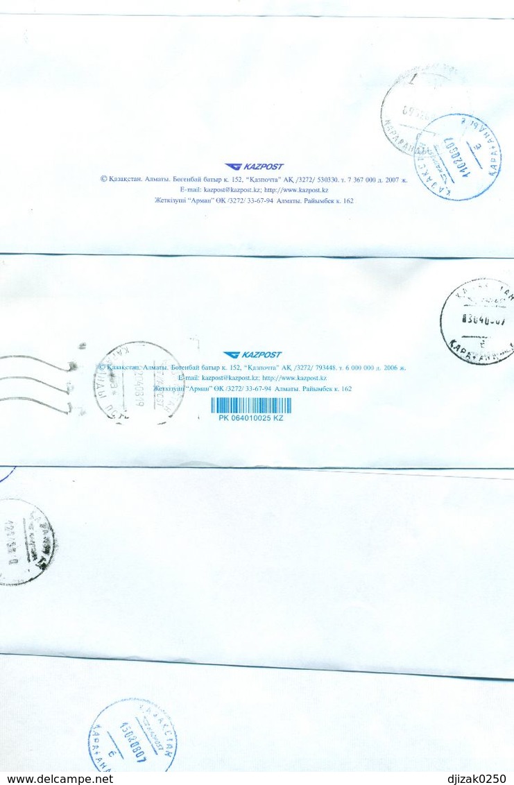 Kazakhstan.Four Envelopes Past The Mail. Tree Envelopes Registered. - Kazakhstan