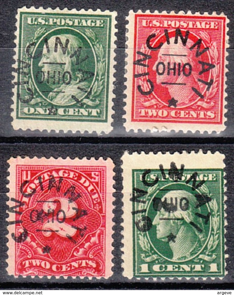 USA Precancel Vorausentwertung Preo, Locals Ohio, Cincinnati L-4 E, Perf. 12x12, 4 Diff. - Vorausentwertungen