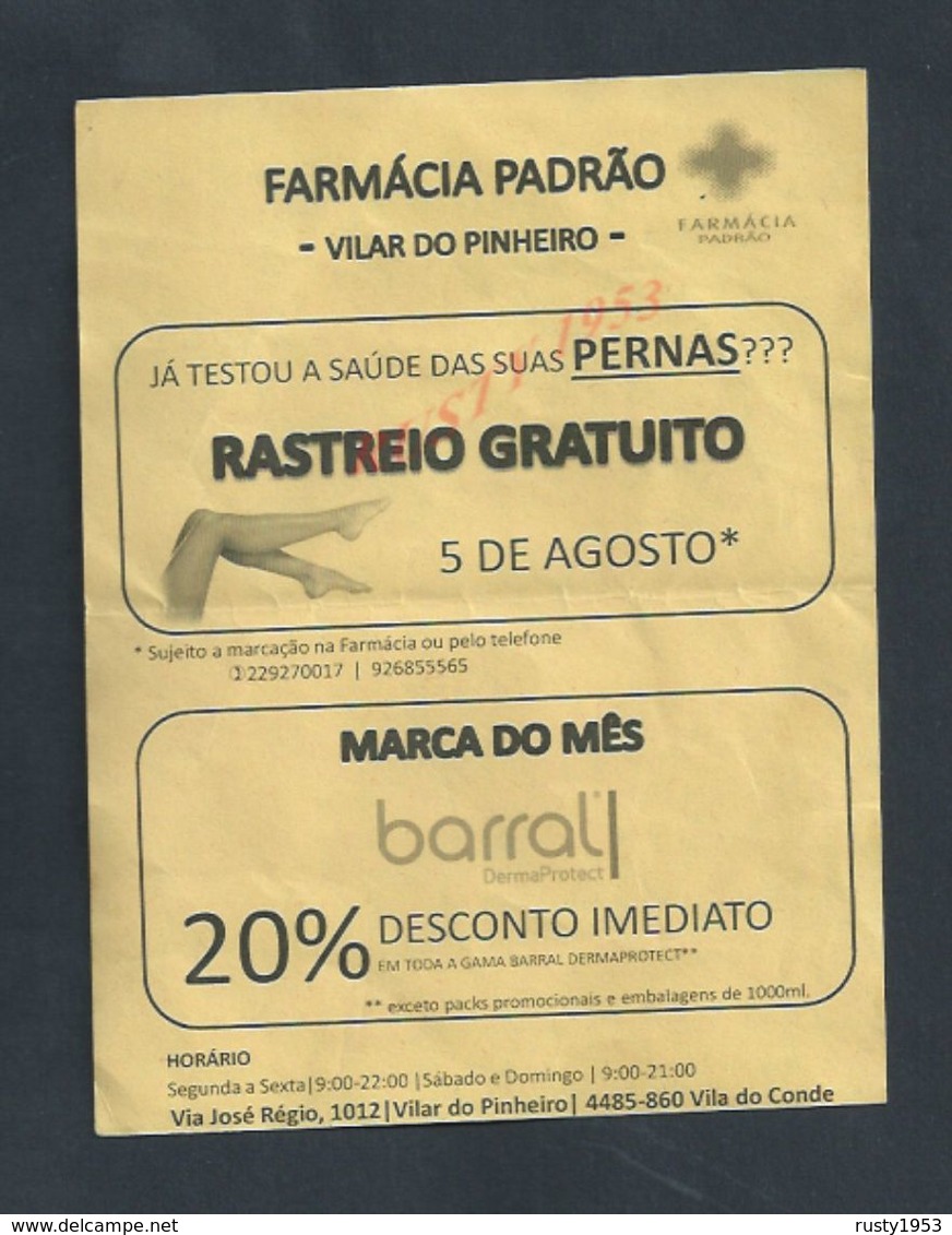 PUBLICITÉ FARMACIA PADRAO ( PHARMACIE ) À VILAR DO PINHEIRO PORTUGAL : - Advertising