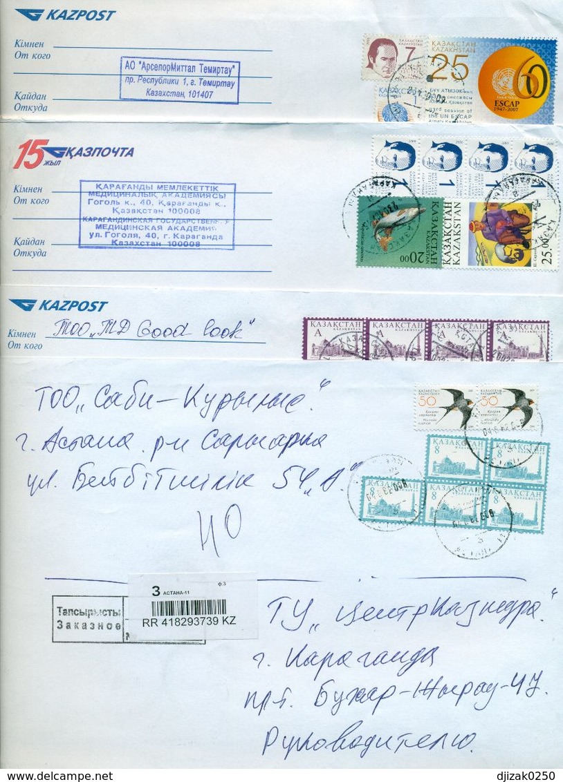 Kazakhstan.Four  Envelopes Past The Mail. Two Envelope Registered. - Kazakhstan