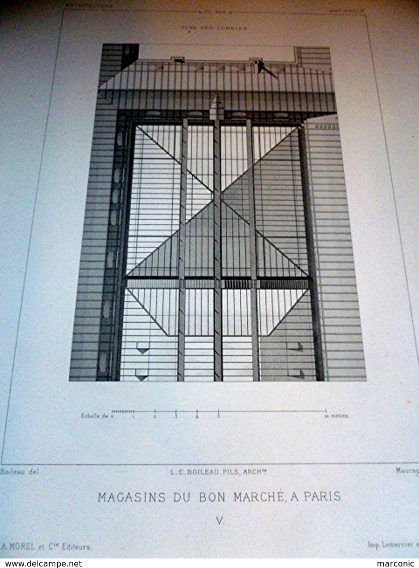 PLANS - Magasins Du BON MARCHE - LOT De 5 Plans, Encyclopédie D'Architecture XIXe Siècle, Archit. BOILEAU - Arquitectura