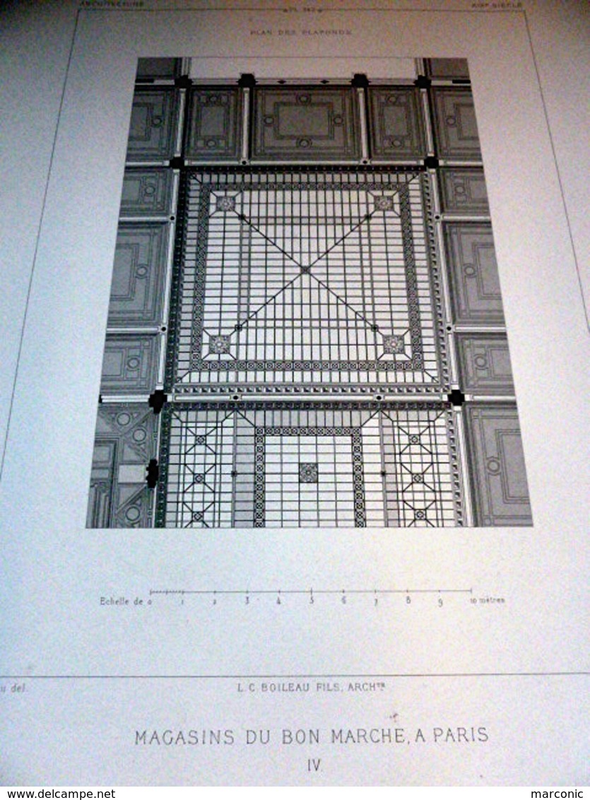 PLANS - Magasins Du BON MARCHE - LOT De 5 Plans, Encyclopédie D'Architecture XIXe Siècle, Archit. BOILEAU - Arquitectura