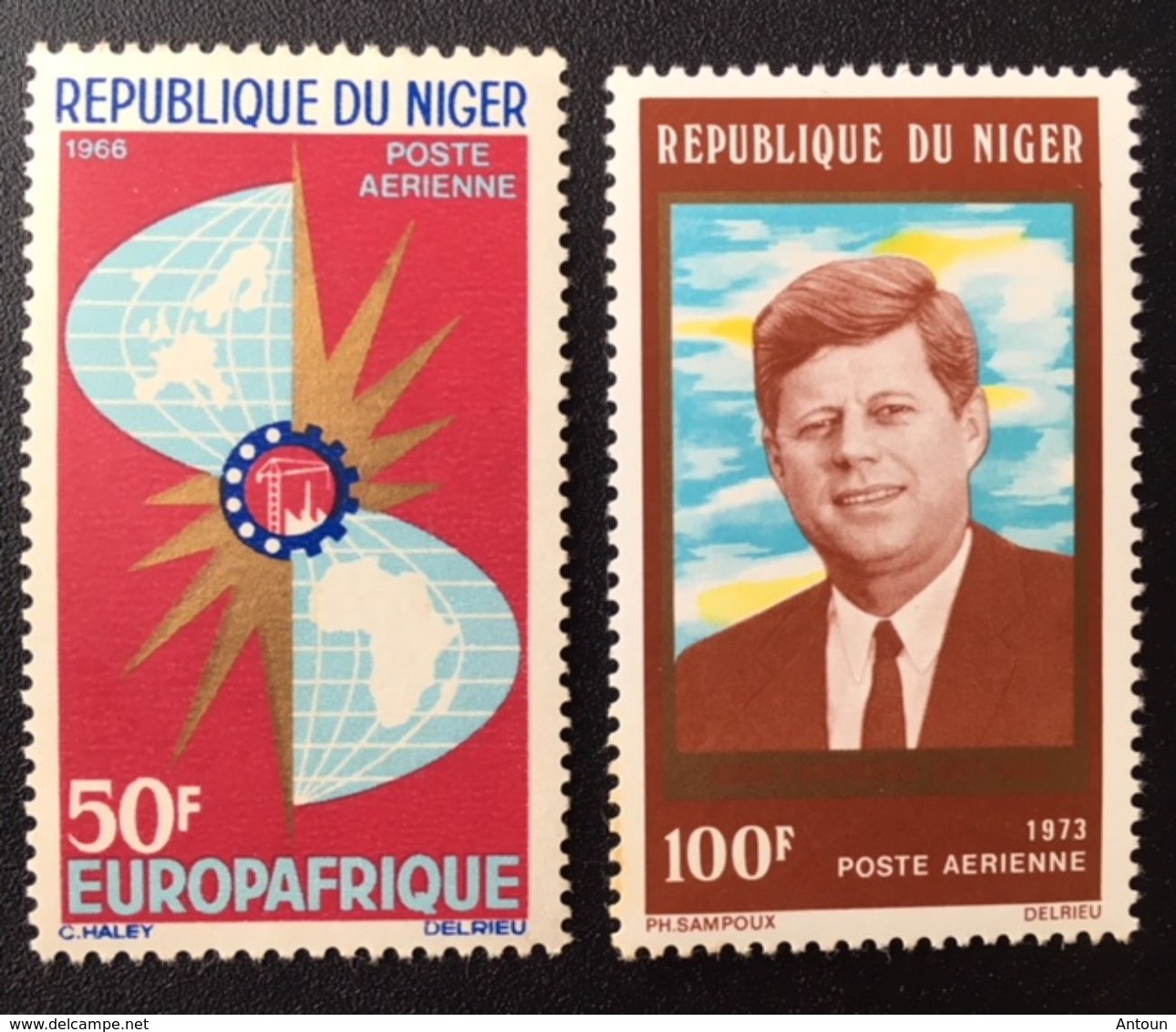 Niger 1966 And 1973  Map Of Europe And Africa,Kennedy - Niger (1960-...)